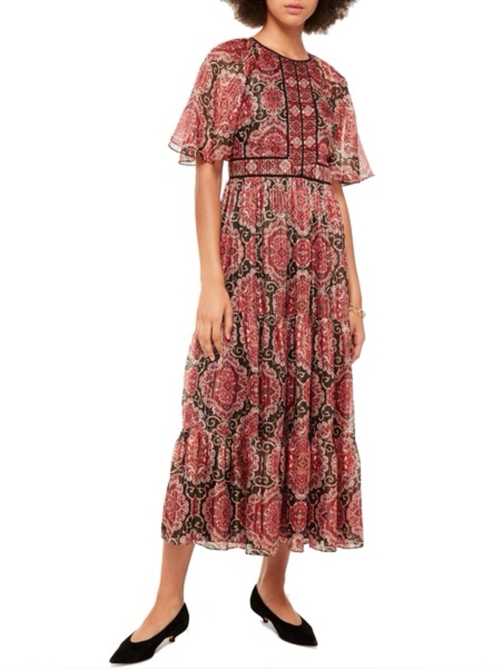 kate spade - Medallion Metallic Colorful  Boho Pattern Lined Midi Dress Size 4